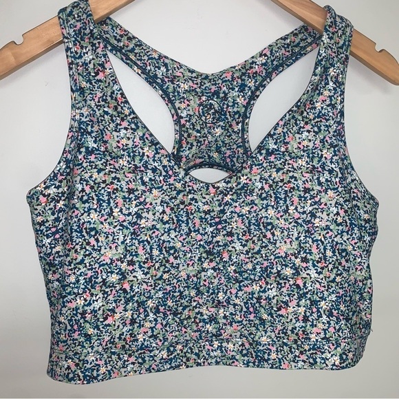 Sage Collective Sports Bra Size Large Multicolour Floral Longline Racerback - Picture 7 of 8